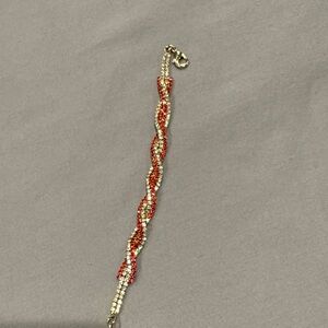 Gold and Red Twisted Crystal Bracelet - Women's Jewelry